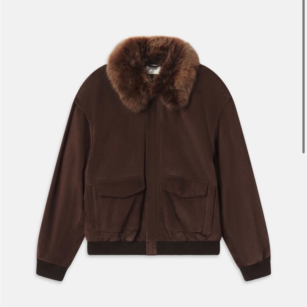FRAME Suede Jacket Fur Collar Trim
